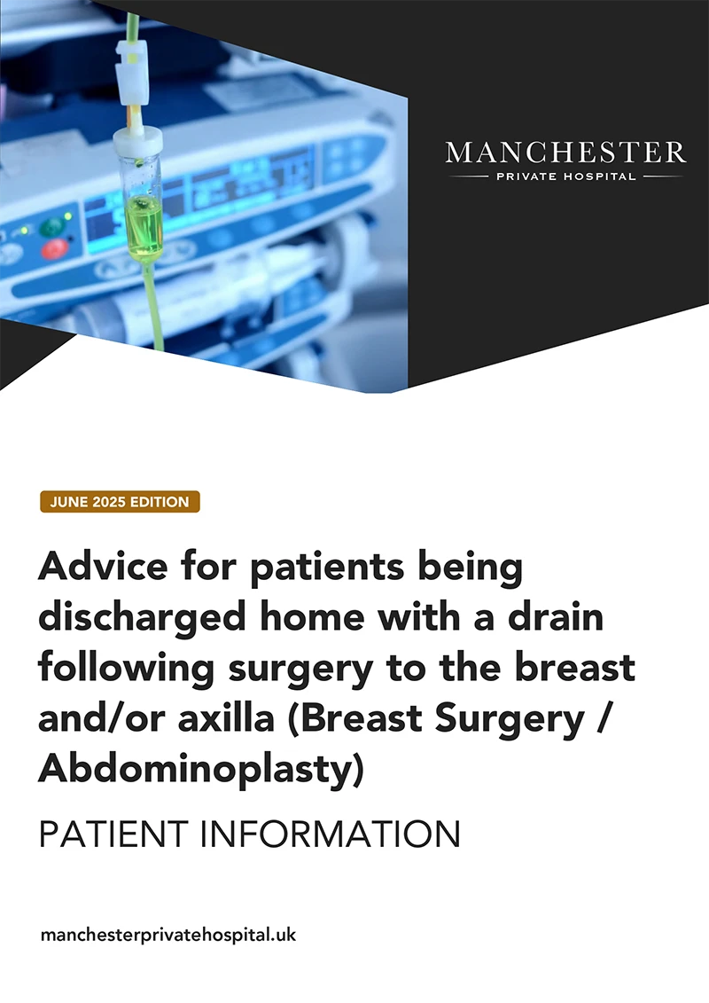 advice for patients being discharged home with a drain following surgery to the breast andor axilla patient information cover